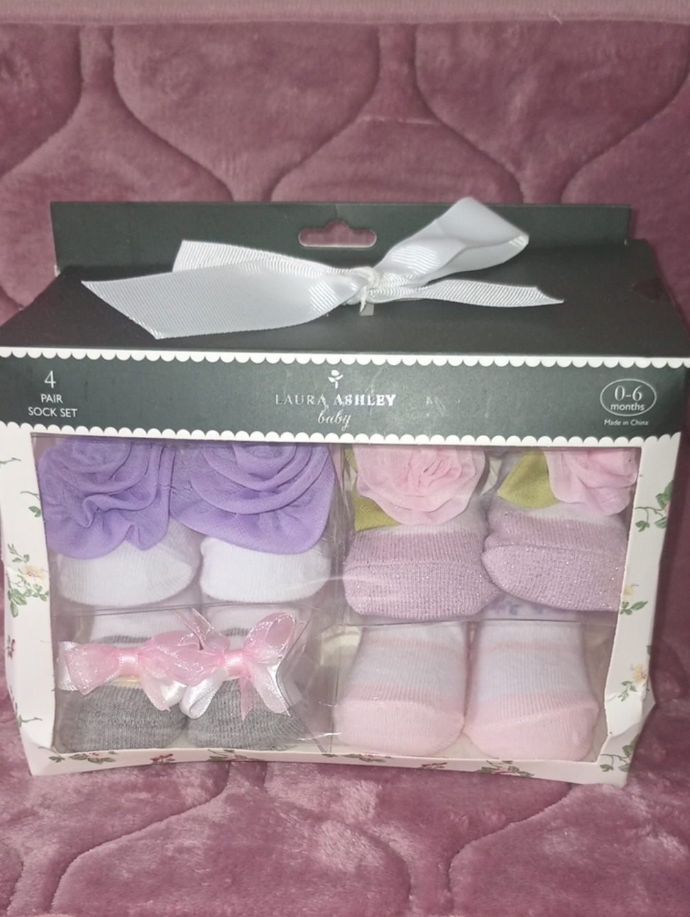 Laura Ashley Baby Floral Sock Gift Set — Pink & Purple